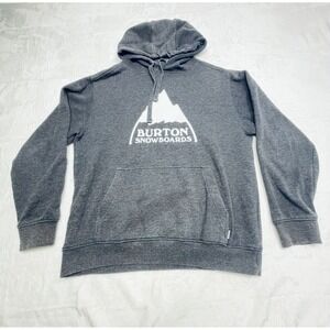 Burton Snowboards LS Pullover M Gray Hoodie Kangaroo Pocket Hoodie